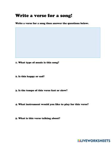 Write a verse for a song!