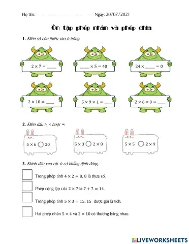 Ôn tập phép nhân