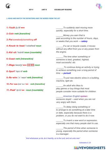 Key 4 u8 vocabulary