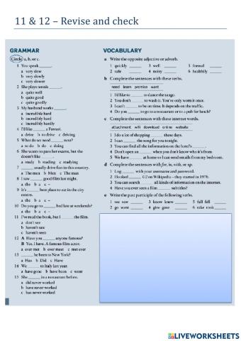 Revision Units 11 and 12