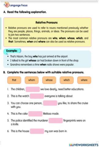 Relative pronouns