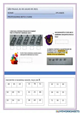 Problema e comparação de numerais