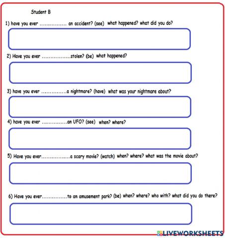 Interview: present perfect B