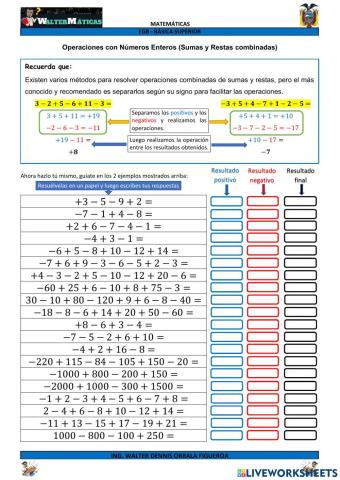 M08W02 Operaciones con Números Enteros (Sumas y Restas combinadas)