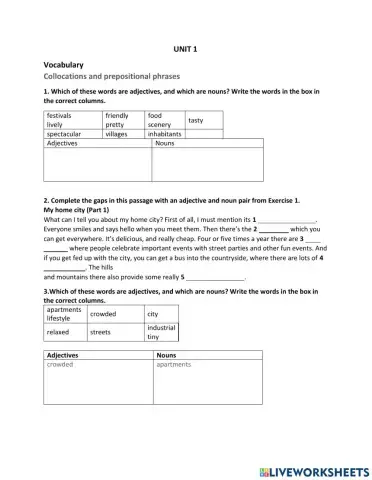 Complete - Unit 1 vocabulary