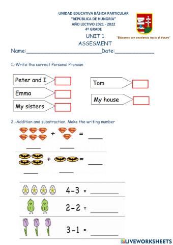 Assesment unit 1 4º grade