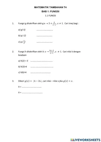 Matematik tambahan t4 : fungsi