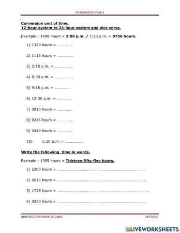 Conversion unit of time
