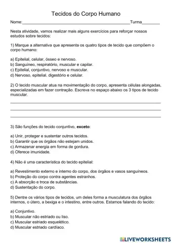 Tecidos do corpo humano