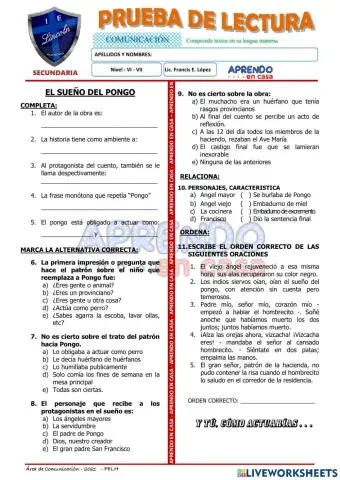 Prac. de lectura - el sueño del pongo