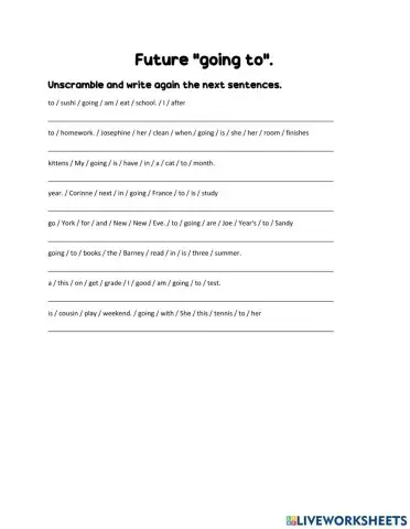 Future going to: Scrambled sentences