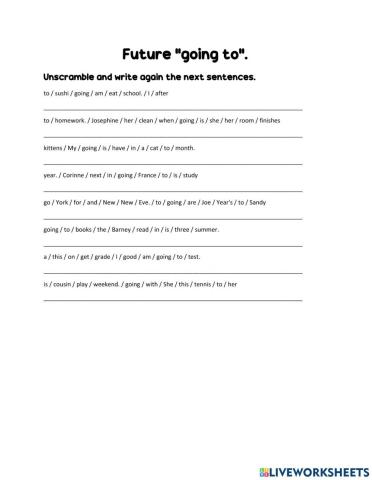 Future going to: Scrambled sentences