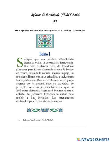 Relato 'Abdu'l-Bahá