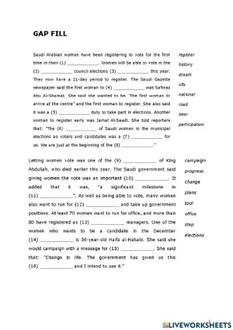 Saudi women to vote for the first time - L.15