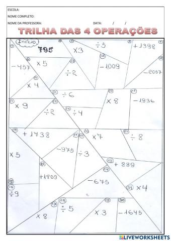 Trilha Matemática 4 operações