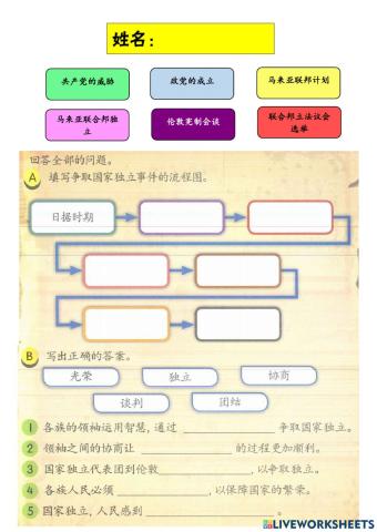 五年级历史单元六总复习