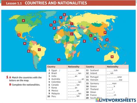 Countries and nationalities