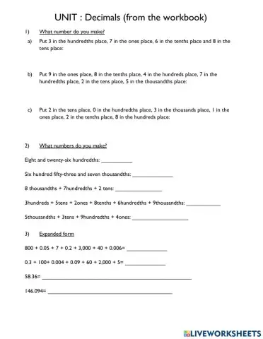 Decimal expanded form