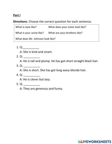 Personality vs Appearance questions