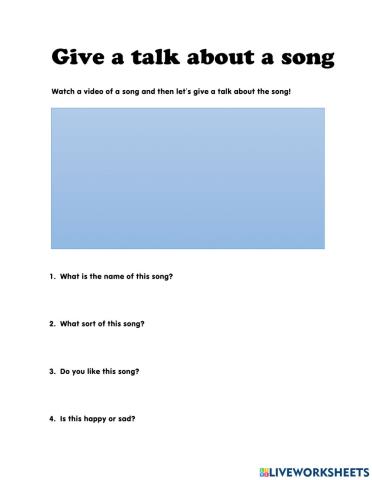 Give a talk about a song