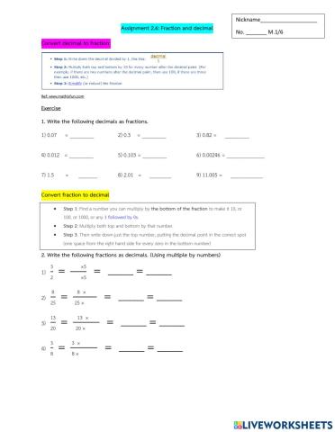 Fraction and decimals