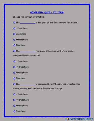 Geography quiz biomes