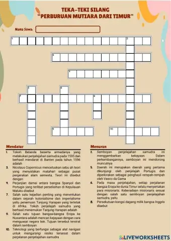 Teka-Teki Silang Materi -Perburuan Mutiara dari Timur-