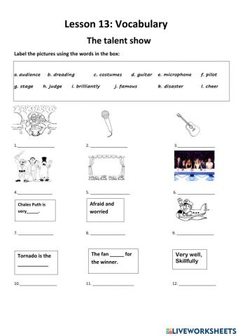 YL6 Unit 13 Vocabulary