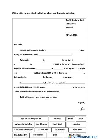 Informal letter lionel messi