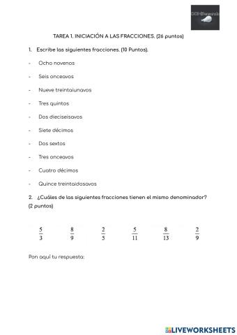 Iniciación a las fracciones.