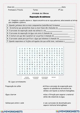 Separação de misturas