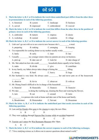 Đề thi thử vào 10 số 1-1