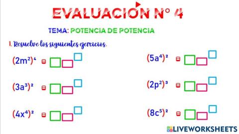 Evaluación de álgebra