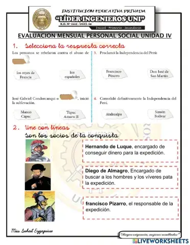 Examen de personal social iv unidad