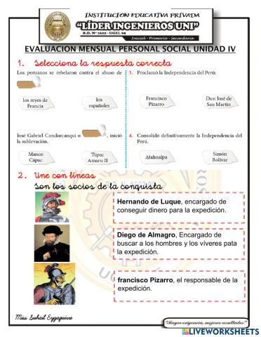 Examen de personal social iv unidad
