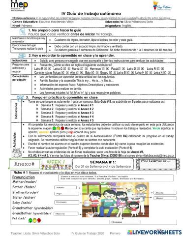 Guía Agosto Primer Grado