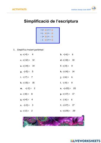 Simplificació de l'escriptura (enters)