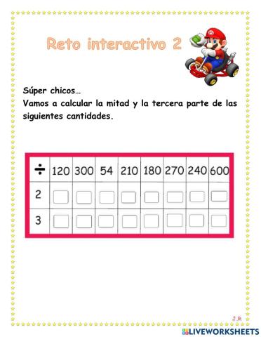 Mitad y tercera parte de un número natural