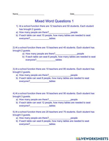 Mixed Word Questions 1