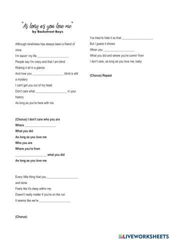 As long as you love me