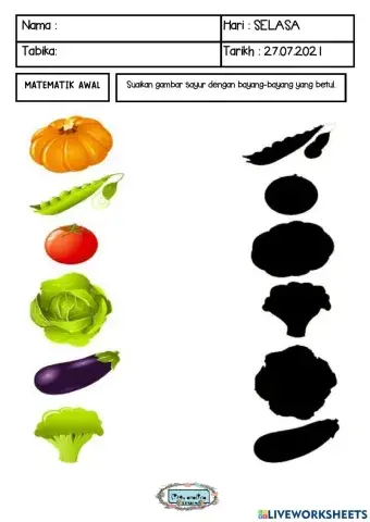 PdPRtbksju- Matematik Awal Tema Sayur