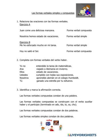 Formas verbales simples y compuestas