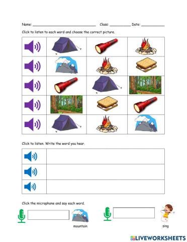 Camping Vocabulary