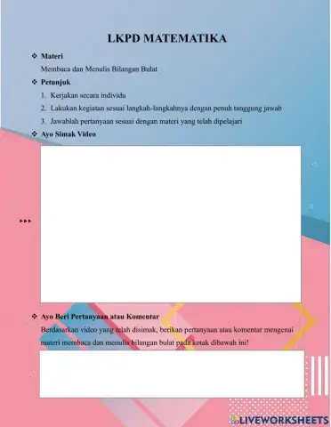 LKPD Membaca dan Menulis Bilangan Bulat