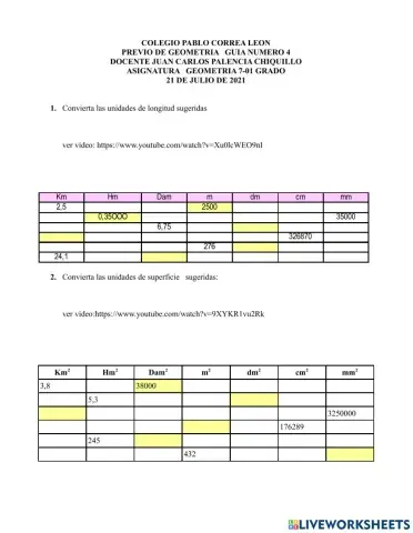Unidades de longitud y superficie