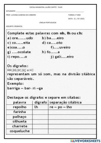 Aula de língua portuguesa