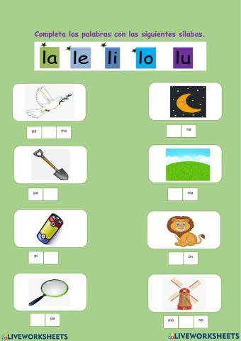 Silabas la le li lo lu