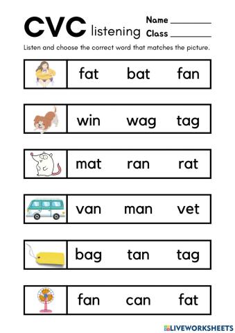 Phonics - ag - an - at -