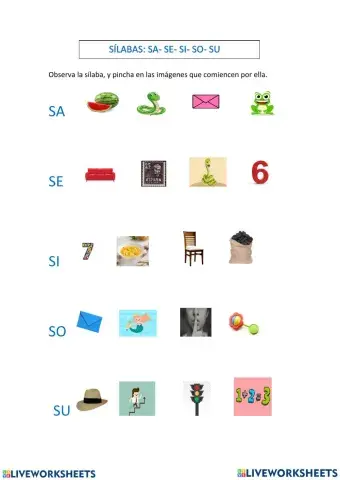 Silabas sa se si so su