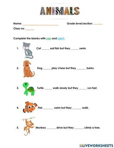 Use of can and can't